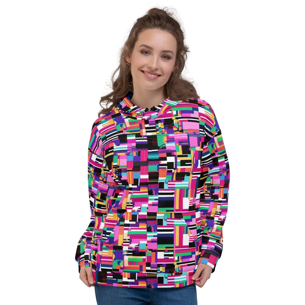 Neon Cityscape on Hoodie — Front