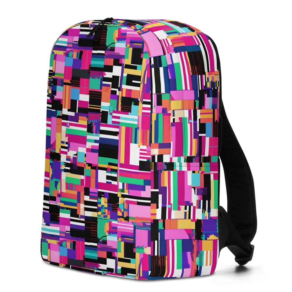 Neon Cityscape on Minimalist Backpack — Left