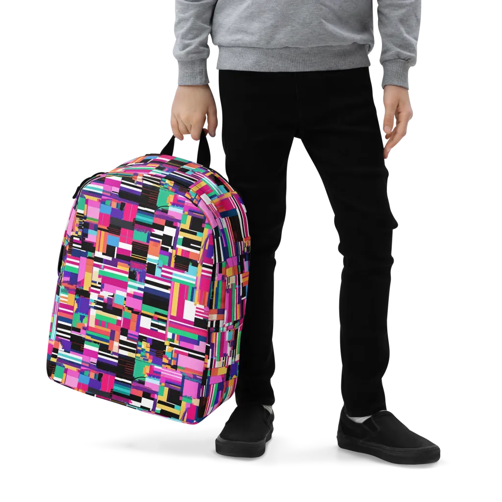 Neon Cityscape on Minimalist Backpack — Zoomed-in