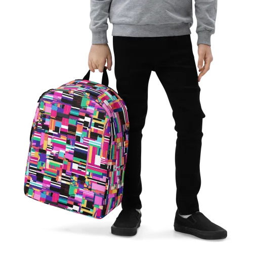 Neon Cityscape on a Minimalist Backpack