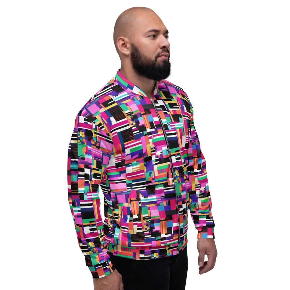 Neon Cityscape on Bomber Jacket — Right