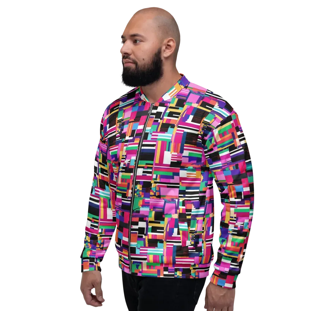 Neon Cityscape on Bomber Jacket — Left