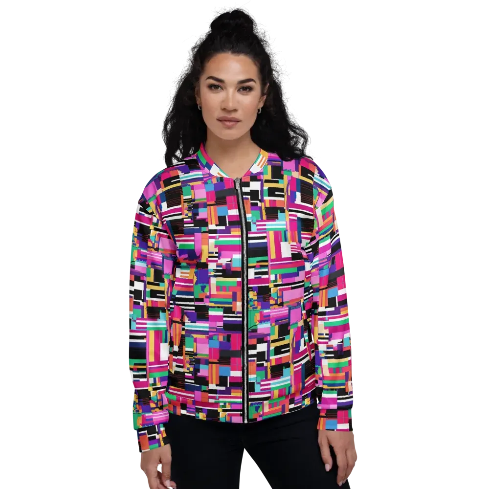 Neon Cityscape on Bomber Jacket — Front