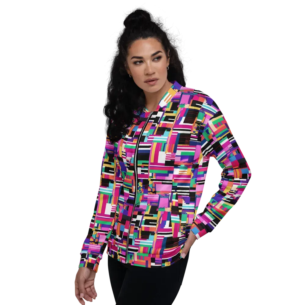 Neon Cityscape on Bomber Jacket — Left
