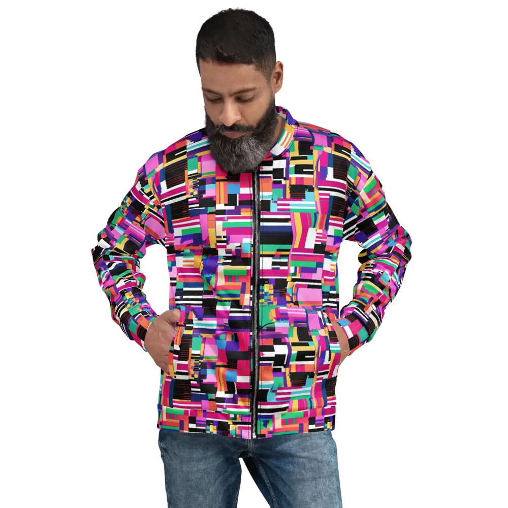 Neon Cityscape on Bomber Jacket — Front
