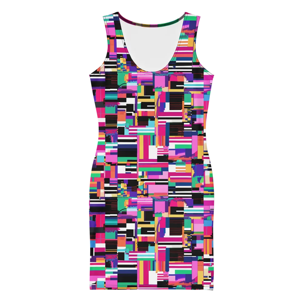 Neon Cityscape on Bodycon Dress — Front
