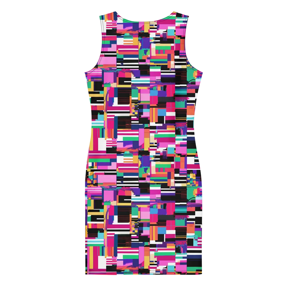 Neon Cityscape on Bodycon Dress — Back