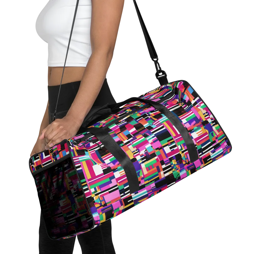 Neon Cityscape on Duffle Bag — Front
