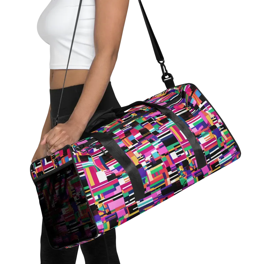 Neon Cityscape on Duffle Bag — Front
