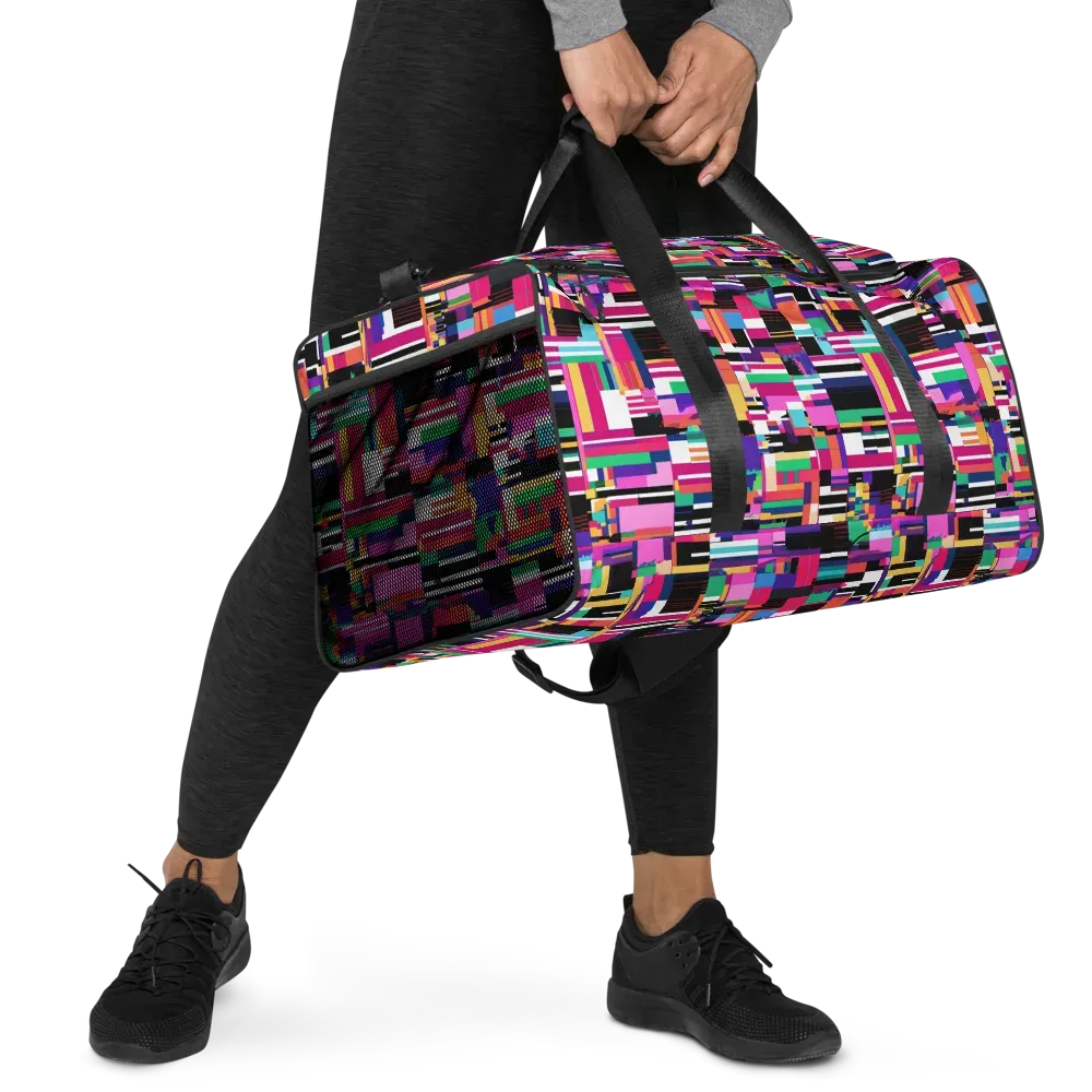 Neon Cityscape on Duffle Bag — Right Front