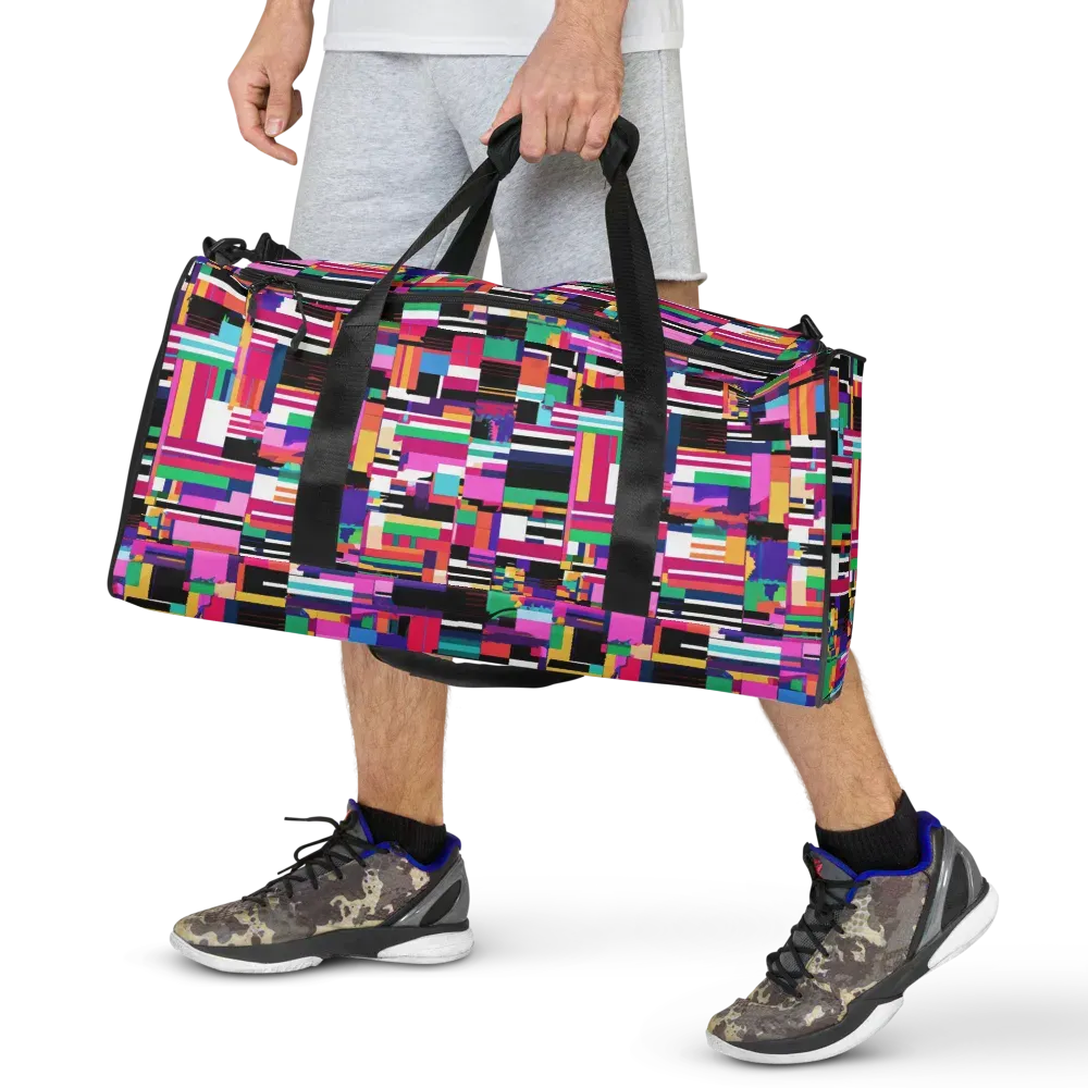 Neon Cityscape on Duffle Bag — Front