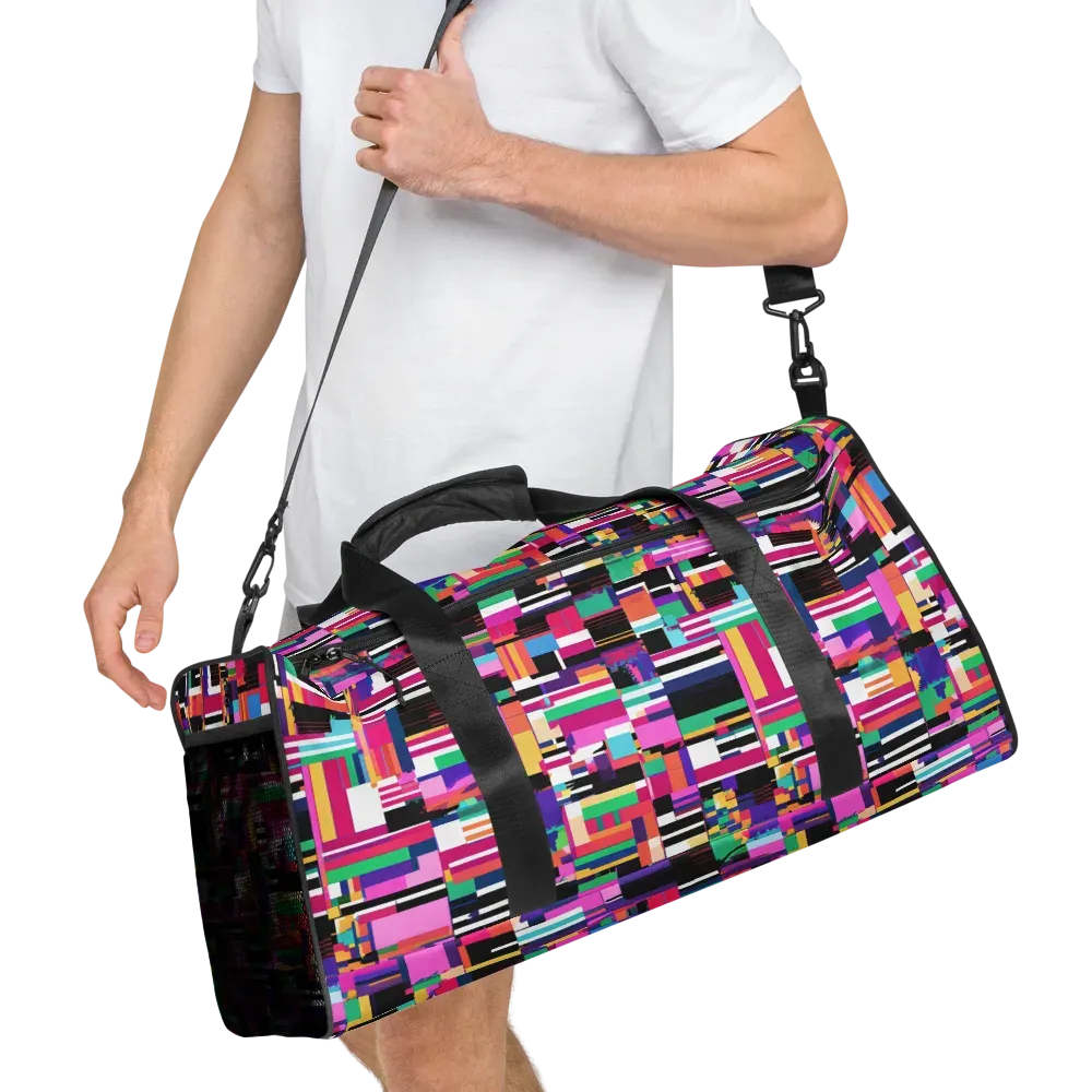 Neon Cityscape on Duffle Bag — Right Front
