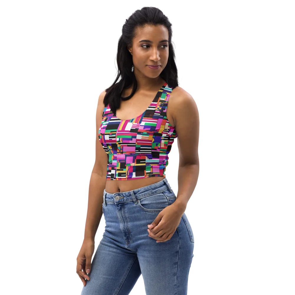 Neon Cityscape on Crop Top — Left Front