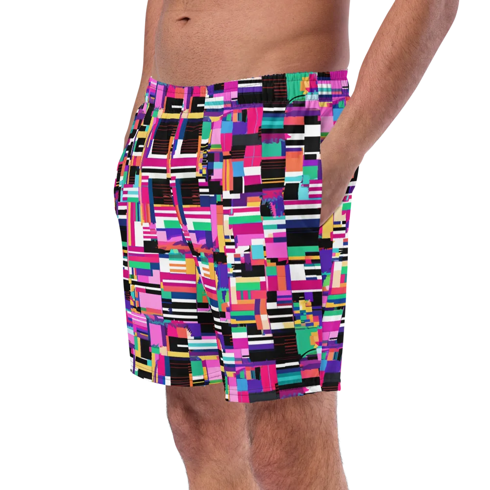 Neon Cityscape on Swim Trunks — Left Front