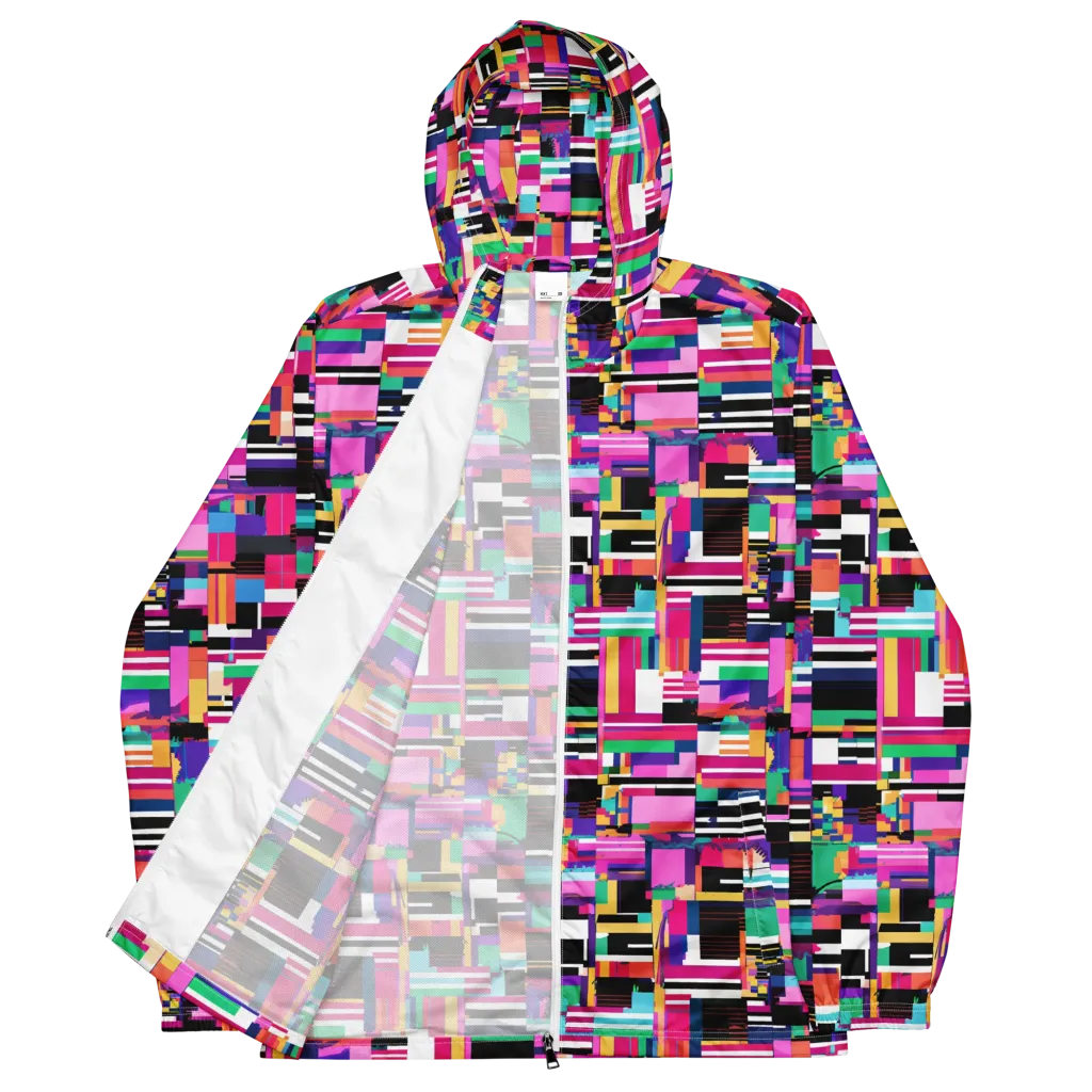 Neon Cityscape on Men's Windbreaker — Front