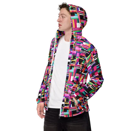 Neon Cityscape on a Men's Windbreaker