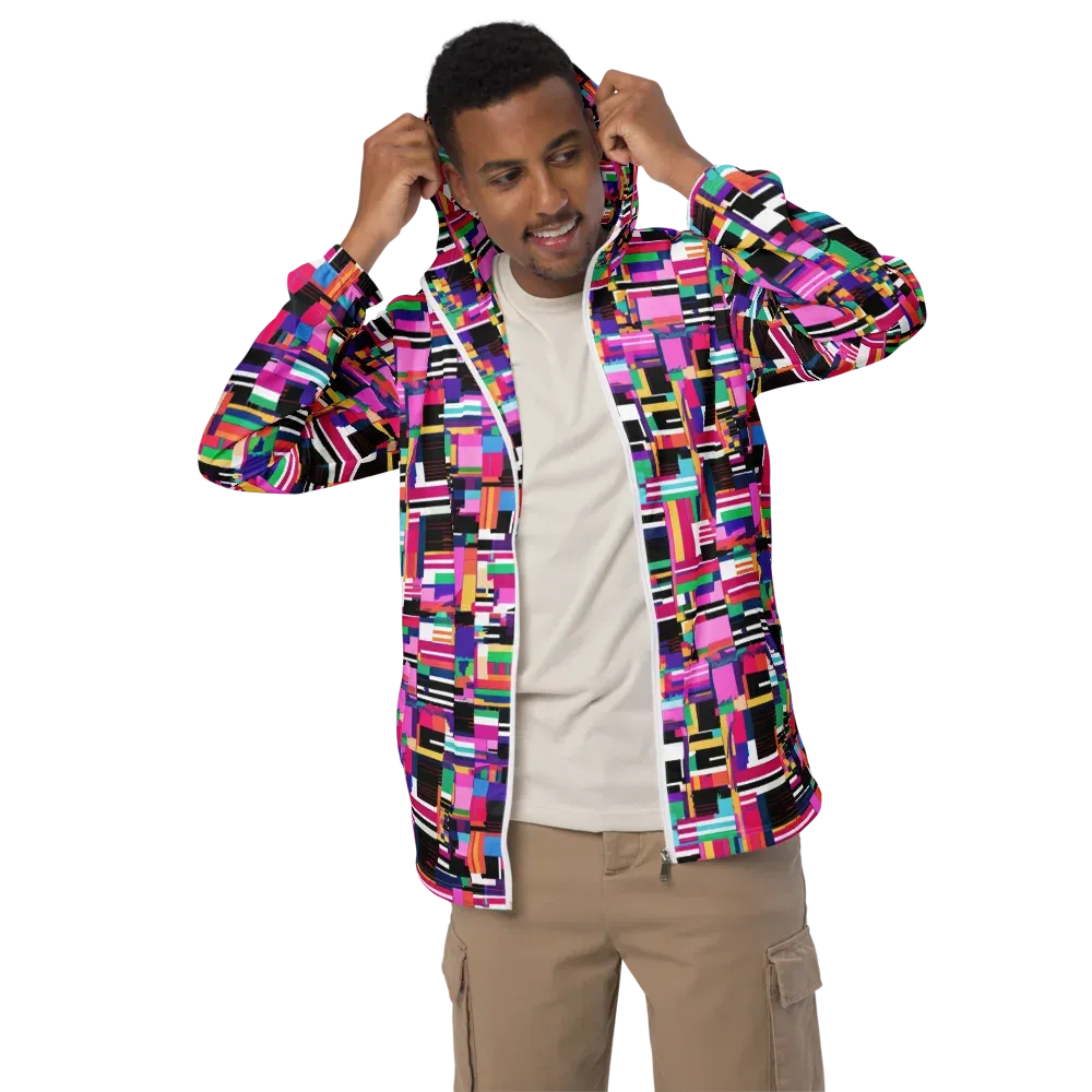Neon Cityscape on Men's Windbreaker — Front