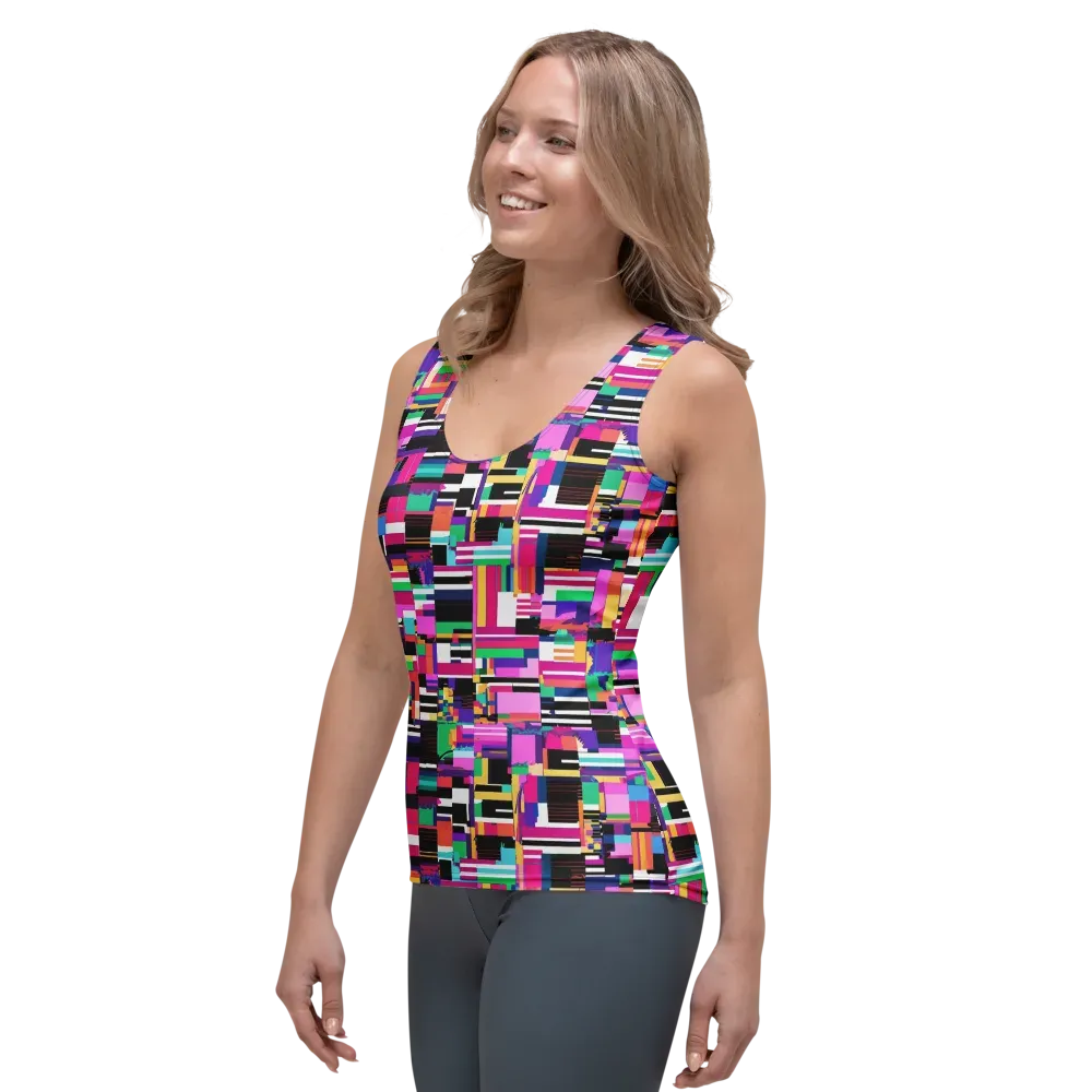 Neon Cityscape on Women's Tank Top — Left Front