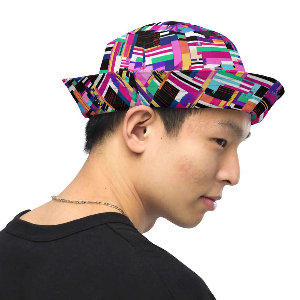 Neon Cityscape on Reversible Bucket Hat — Right Outside
