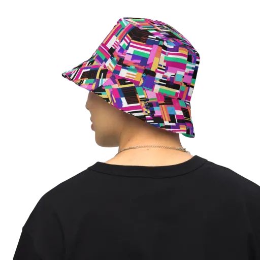 Neon Cityscape on a Reversible Bucket Hat