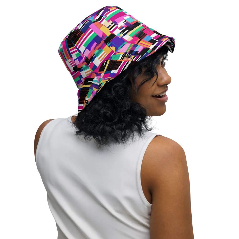Neon Cityscape on Reversible Bucket Hat — Right Outside
