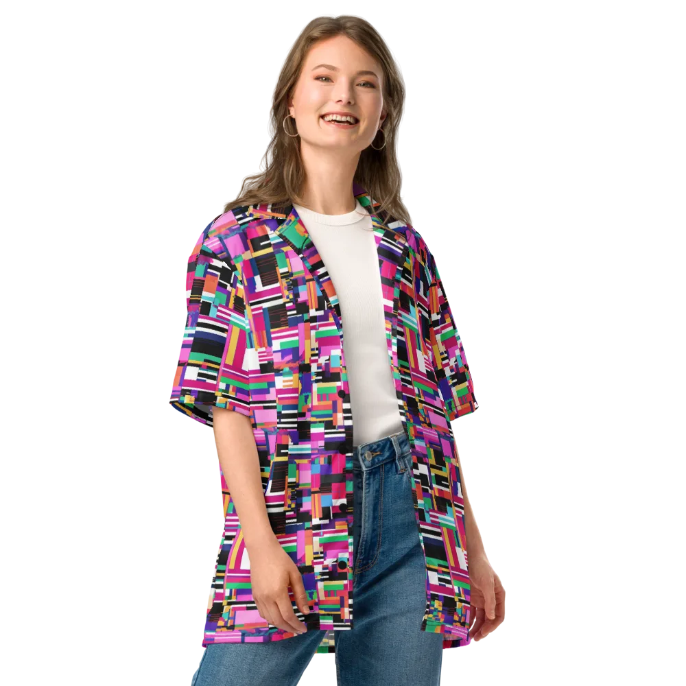 Neon Cityscape on Button Shirt — Front