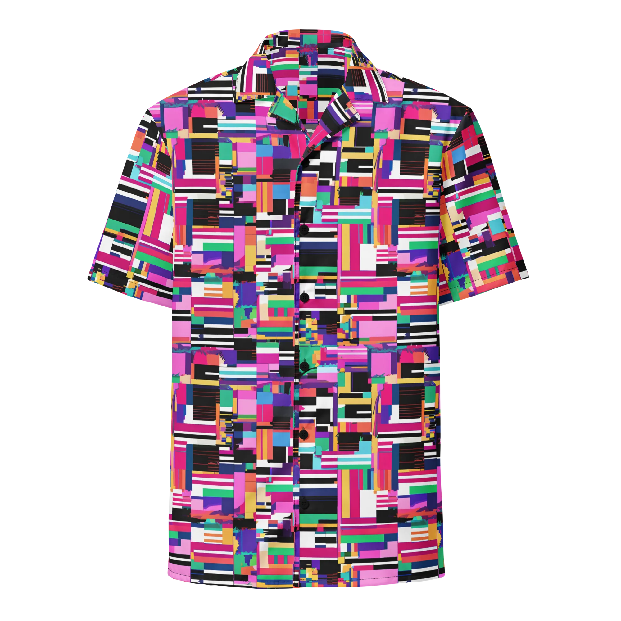 Neon Cityscape on Button Shirt — Front
