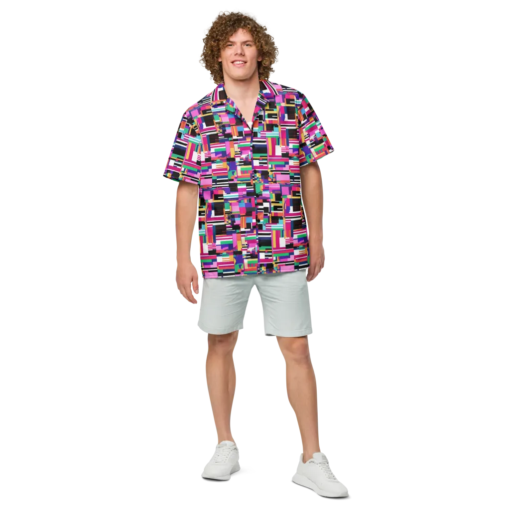 Neon Cityscape on Button Shirt — Front