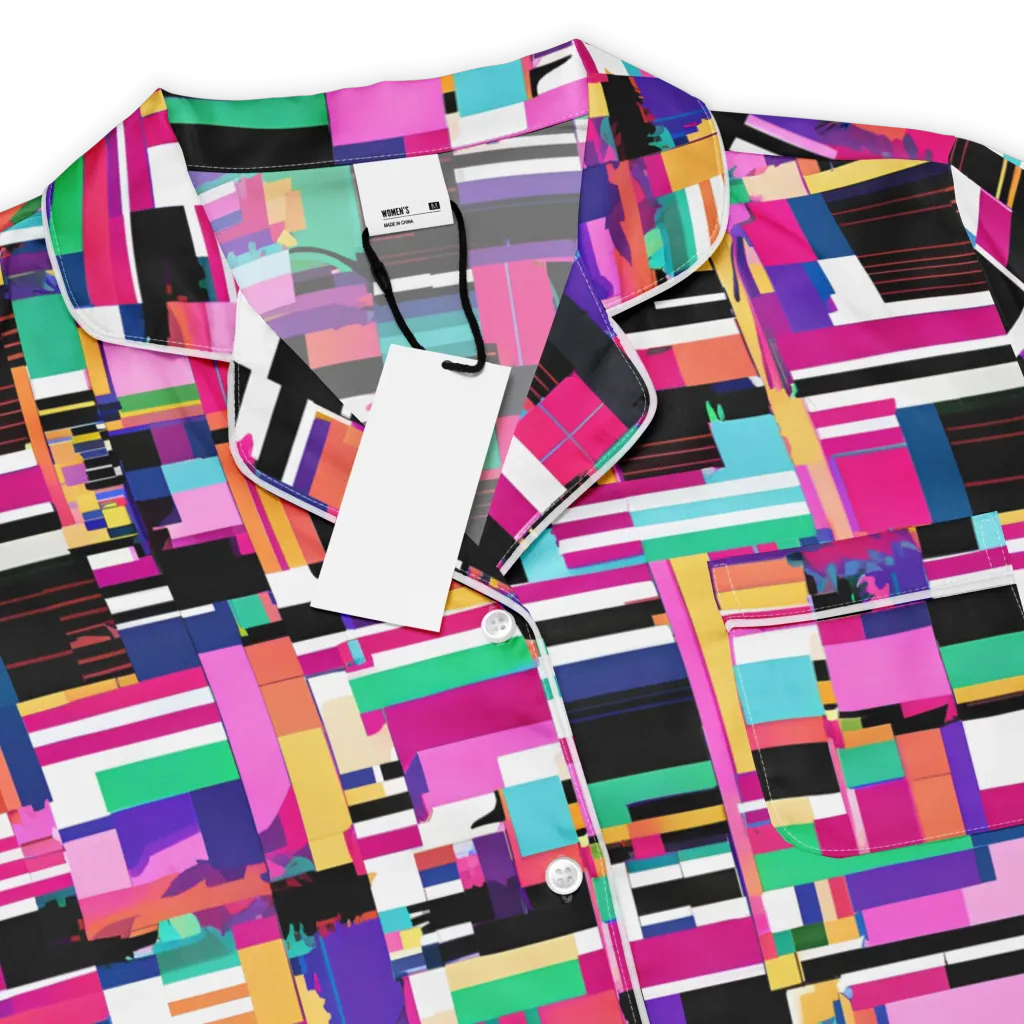 Neon Cityscape on Women's Short Sleeve Pajama Top — Product details