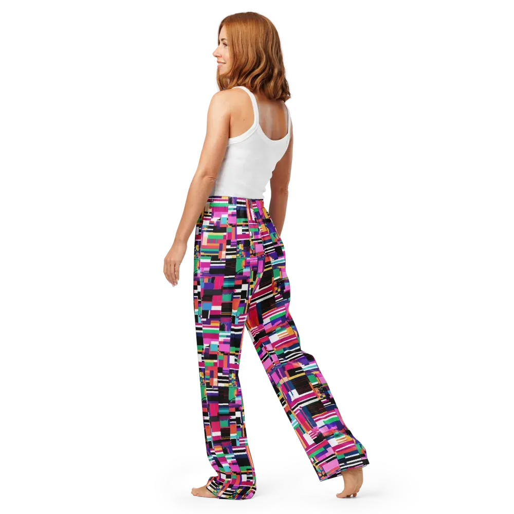 Neon Cityscape on Women's Pajama Pants — Back