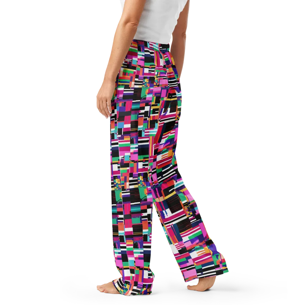 Neon Cityscape on Women's Pajama Pants — Left