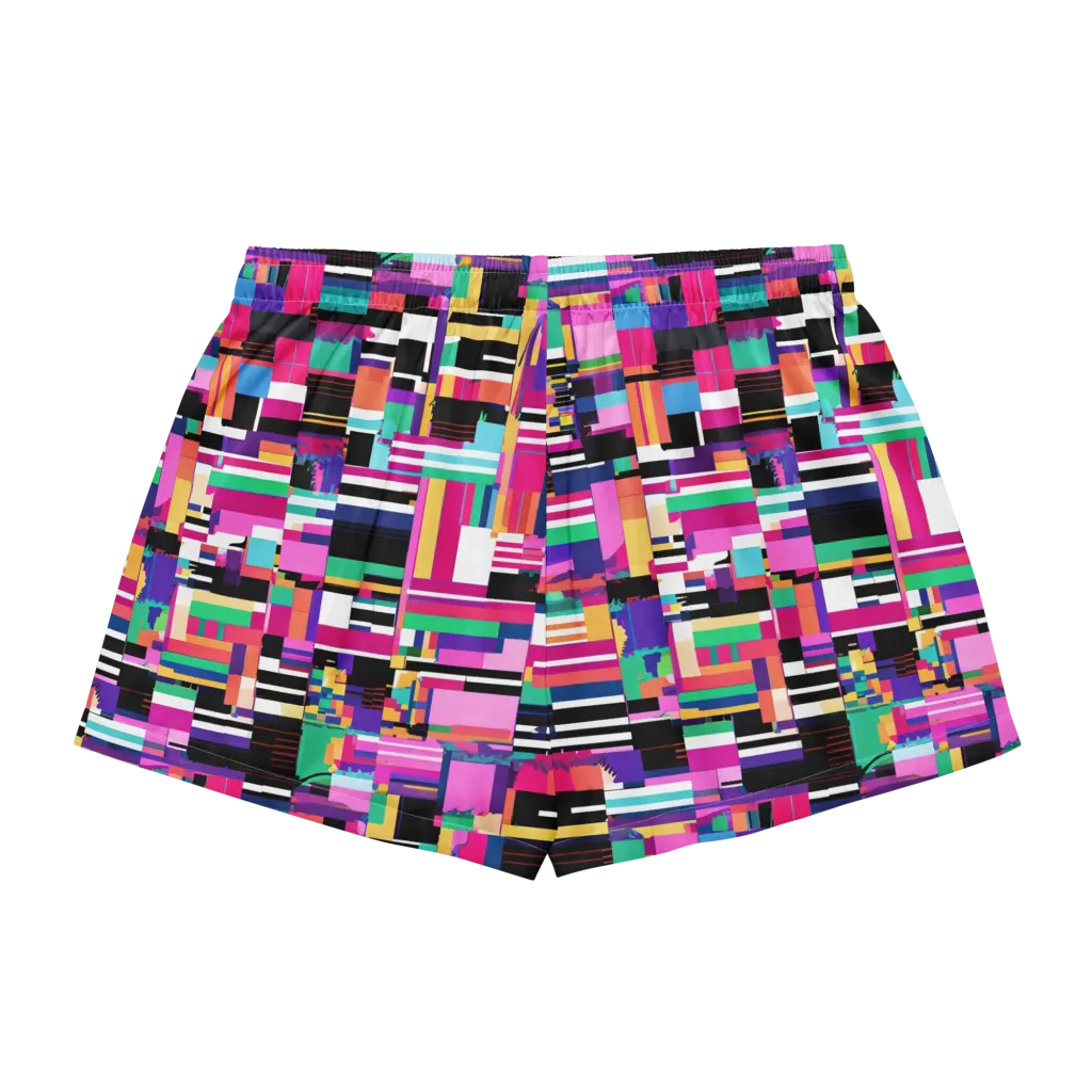 Neon Cityscape on Women's Pajama Shorts — Back