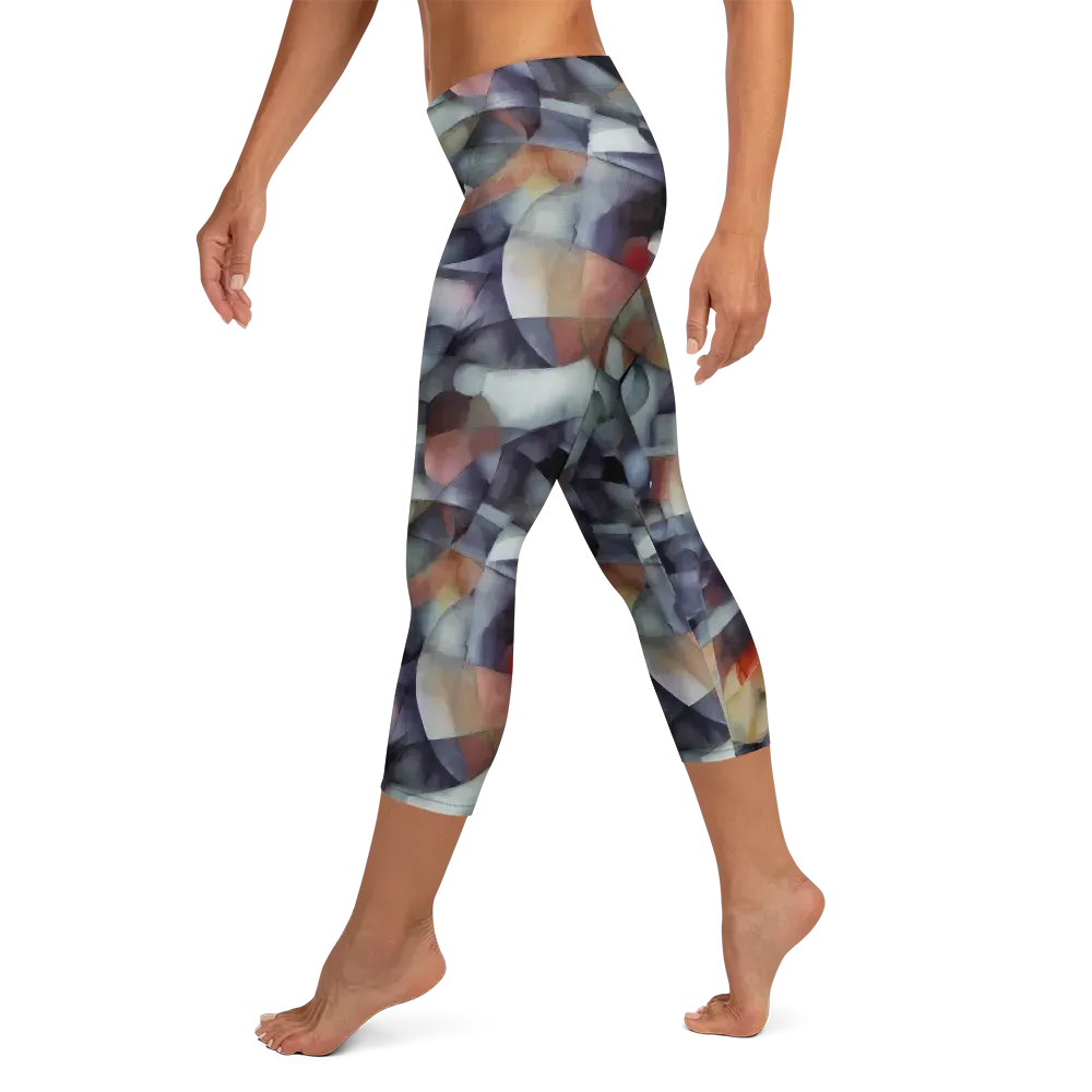Slate Mosaic on Capri Leggings — Left
