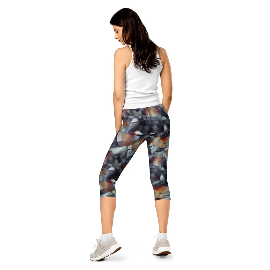Slate Mosaic on Capri Leggings — Back