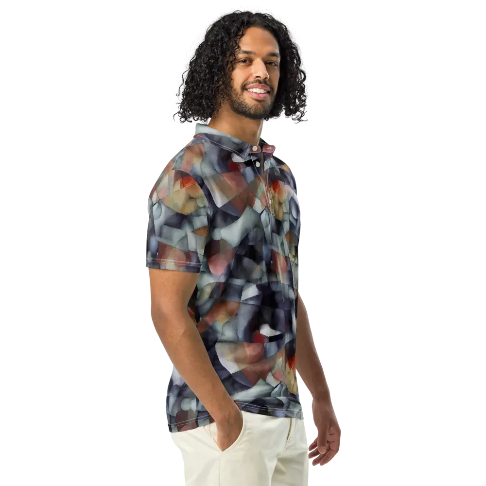 Slate Mosaic on Men's Slim Fit Polo Shirt — Right Front