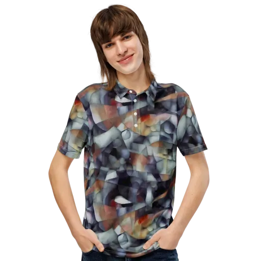 Slate Mosaic on a Men's Slim Fit Polo Shirt