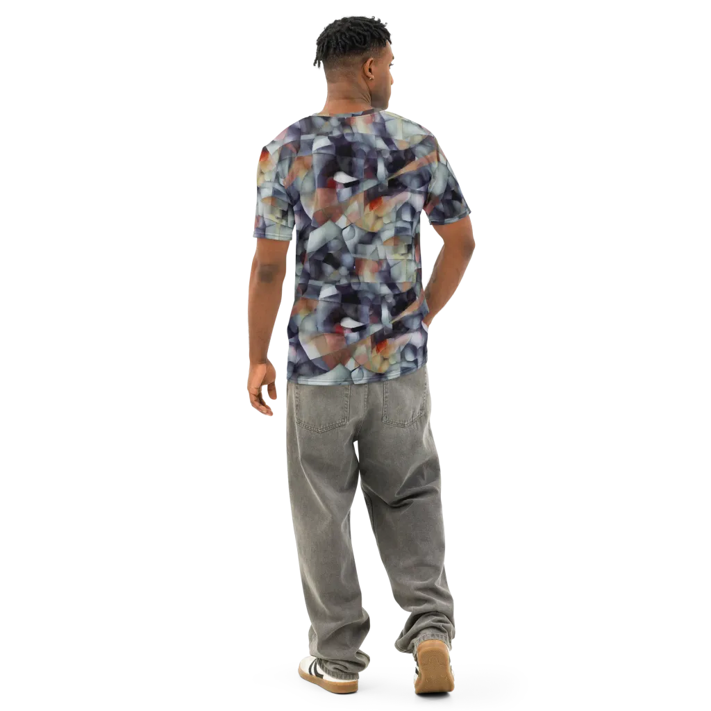Slate Mosaic on Men's Cotton Crew Neck T-Shirt — Back
