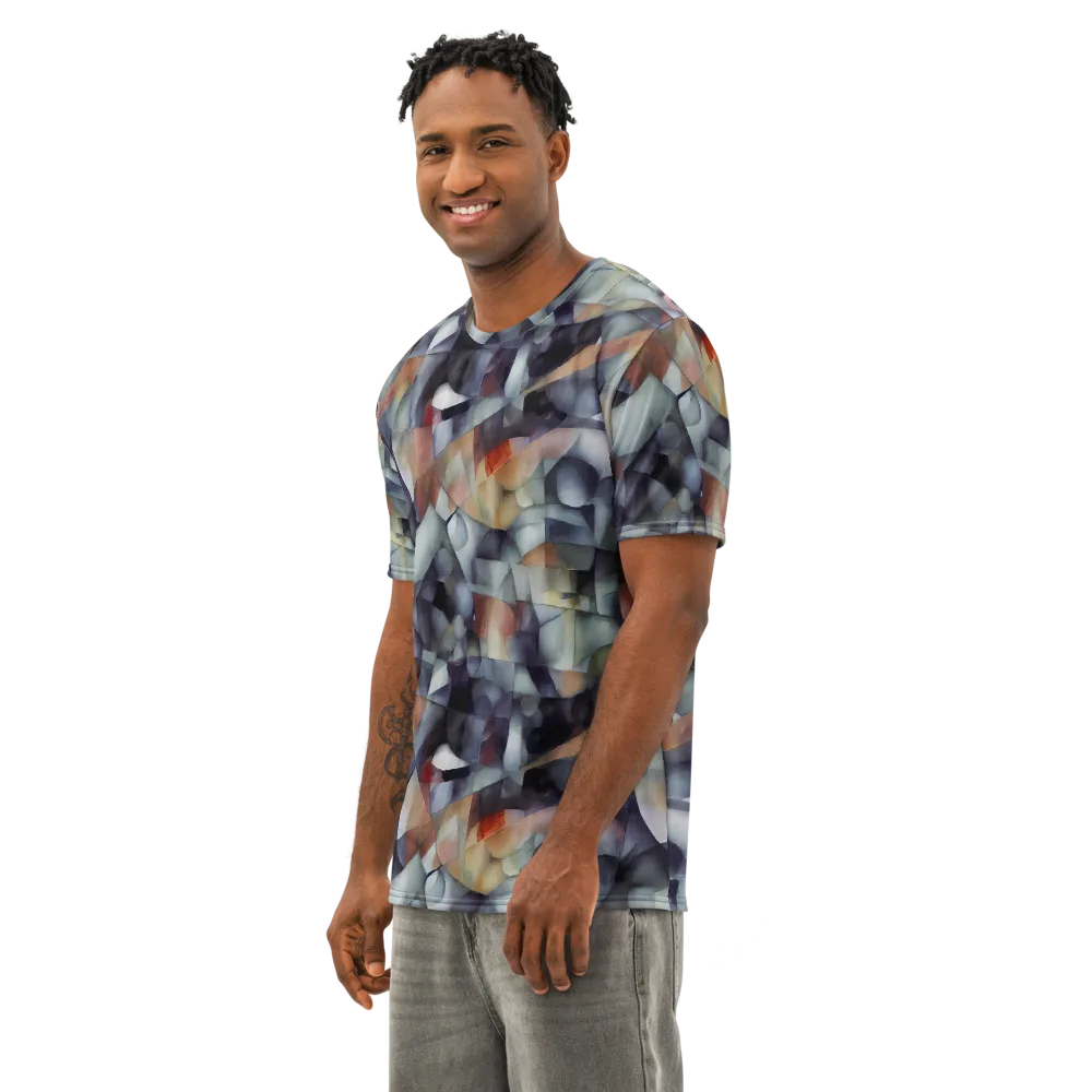 Slate Mosaic on Men's Cotton Crew Neck T-Shirt — Left Front