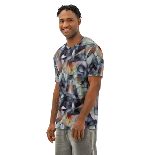 Slate Mosaic on a Men's Cotton Crew Neck T-Shirt