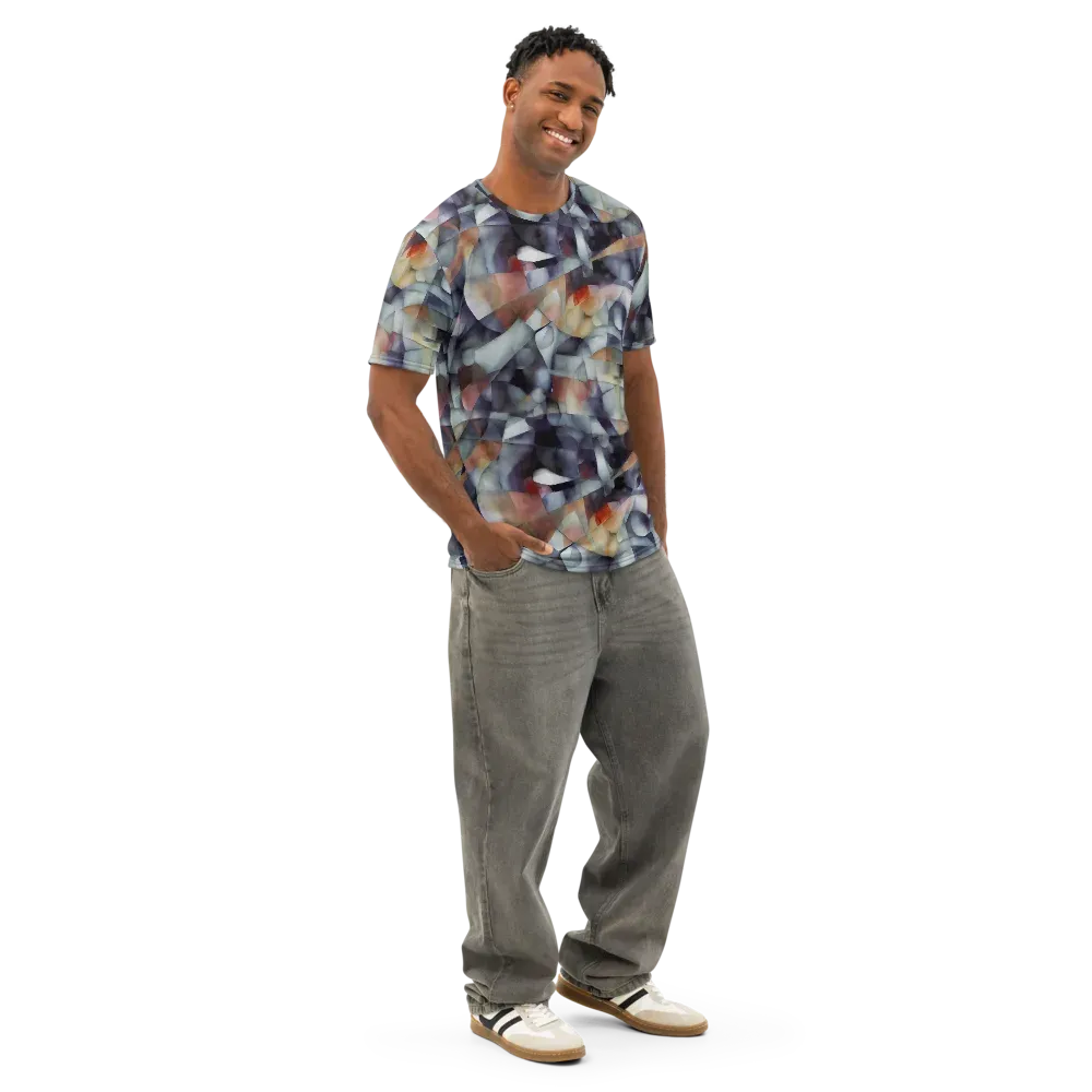 Slate Mosaic on Men's Cotton Crew Neck T-Shirt — Right Front