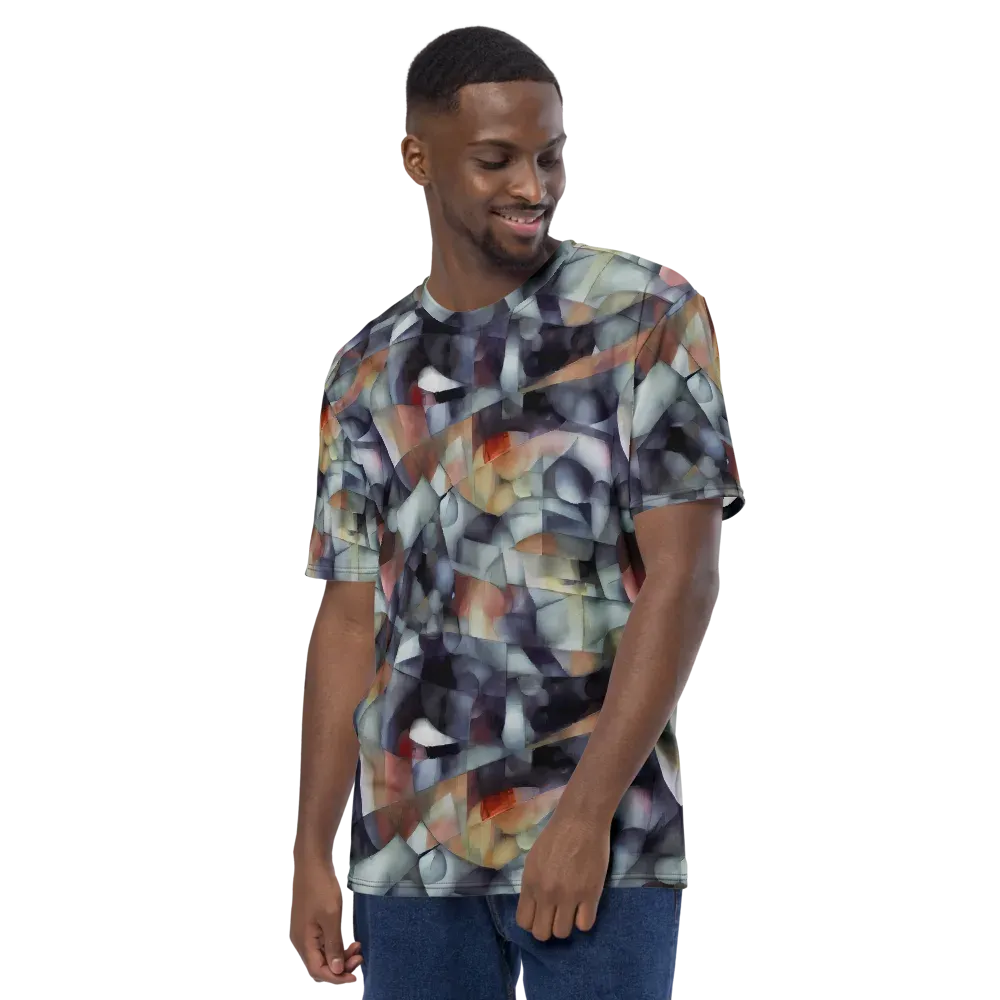Slate Mosaic on Men's Crew Neck T-Shirt — Left