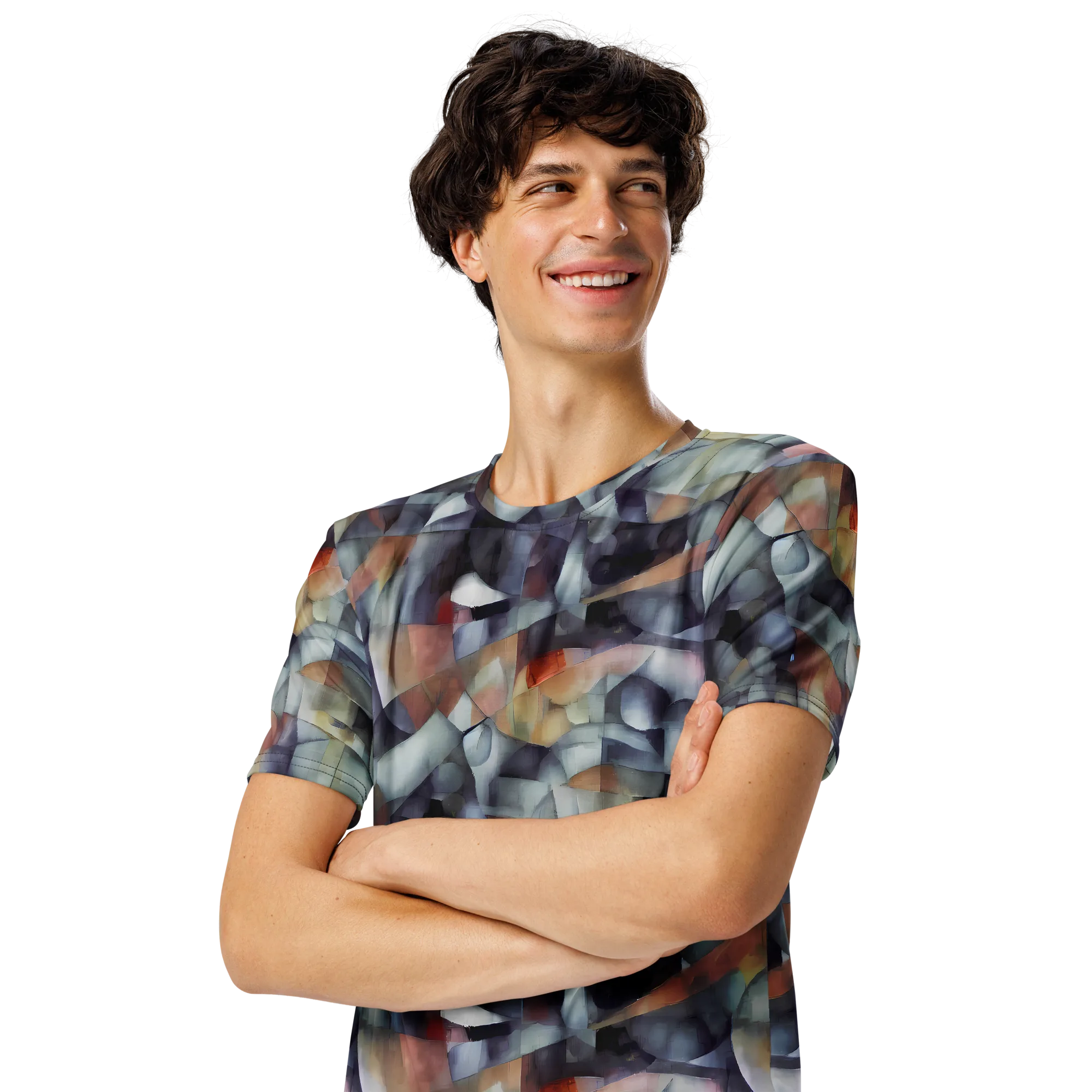 Slate Mosaic on Men's Crew Neck T-Shirt — Left Front