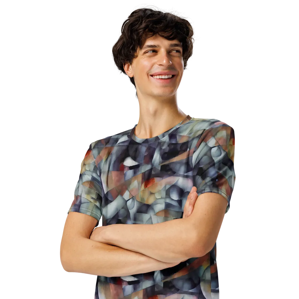 Slate Mosaic on Men's Crew Neck T-Shirt — Left Front