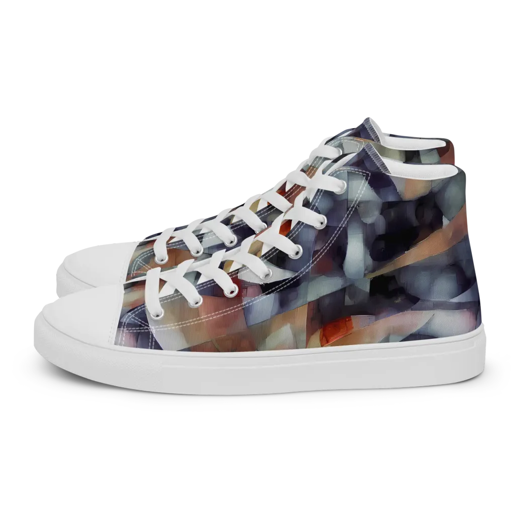 Slate Mosaic on Men's High Top Canvas Shoes — Left