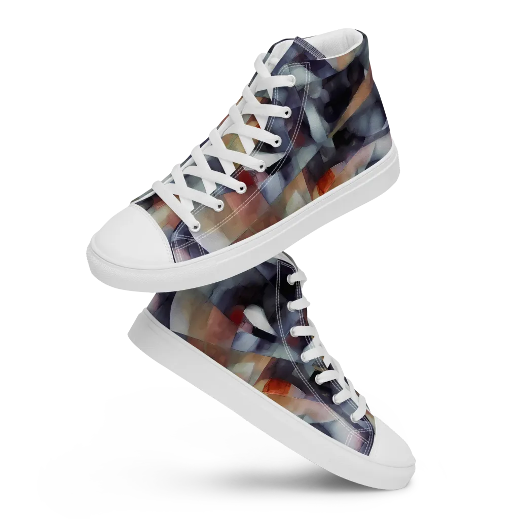 Slate Mosaic on Men's High Top Canvas Shoes — Front