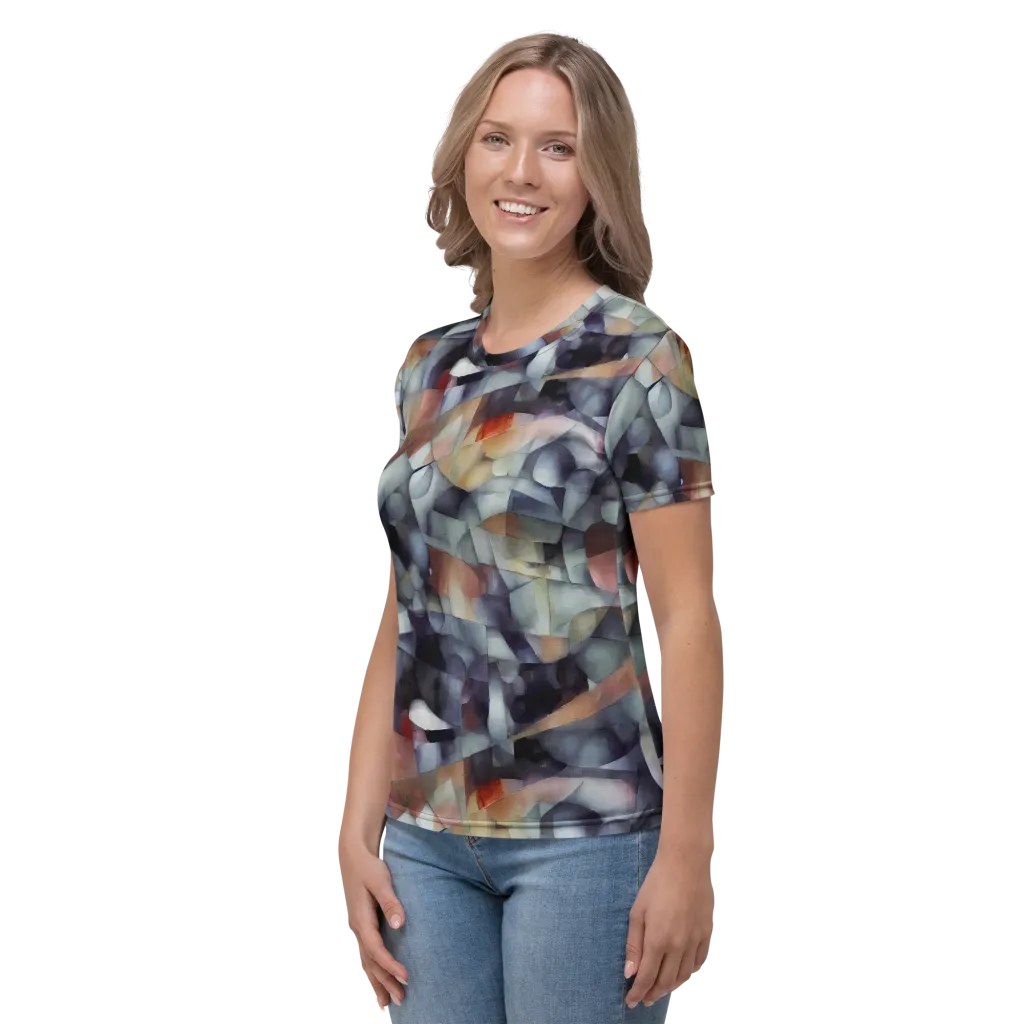Slate Mosaic on Women's Crew Neck T-Shirt — Left