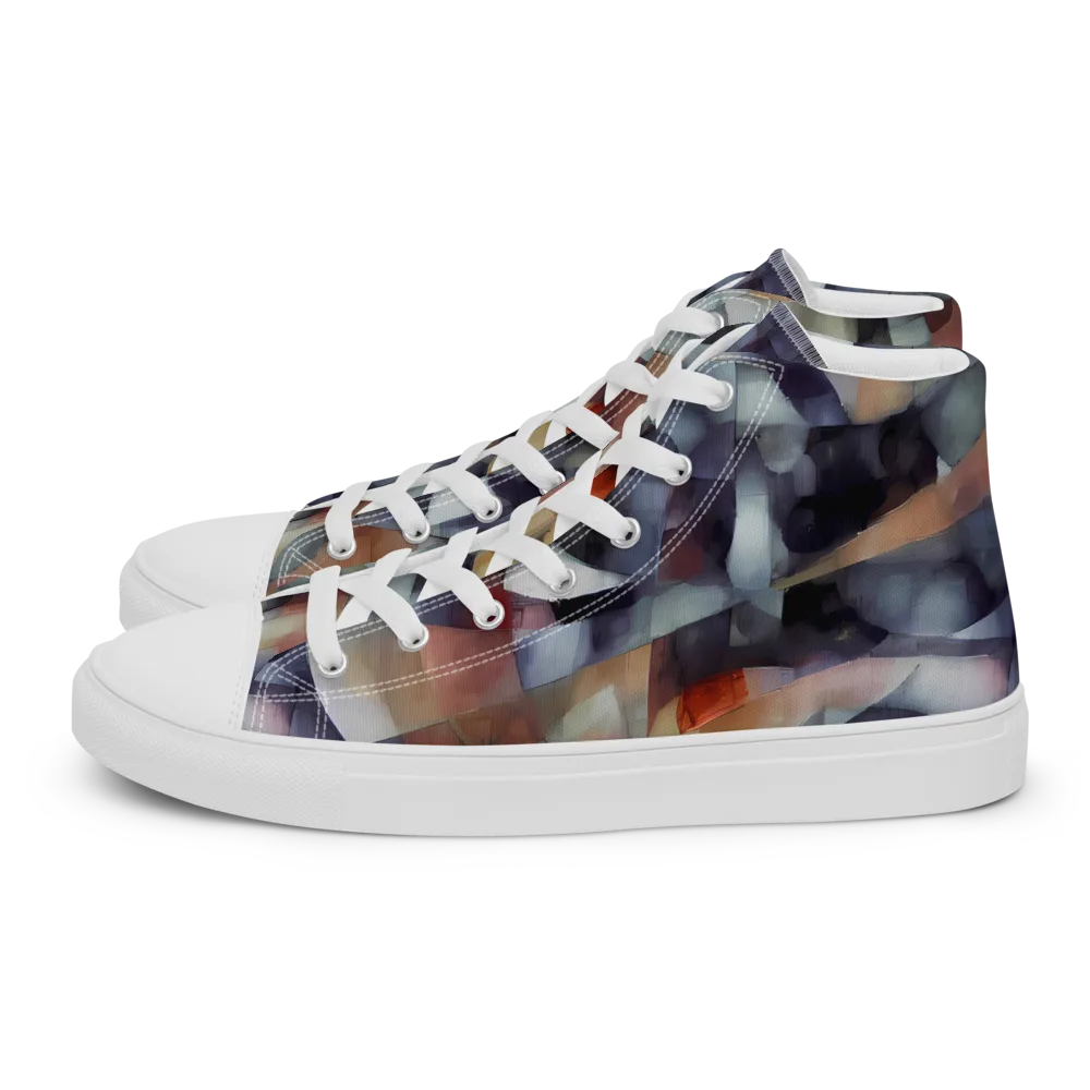 Slate Mosaic on Women's High Top Canvas Shoes — Left