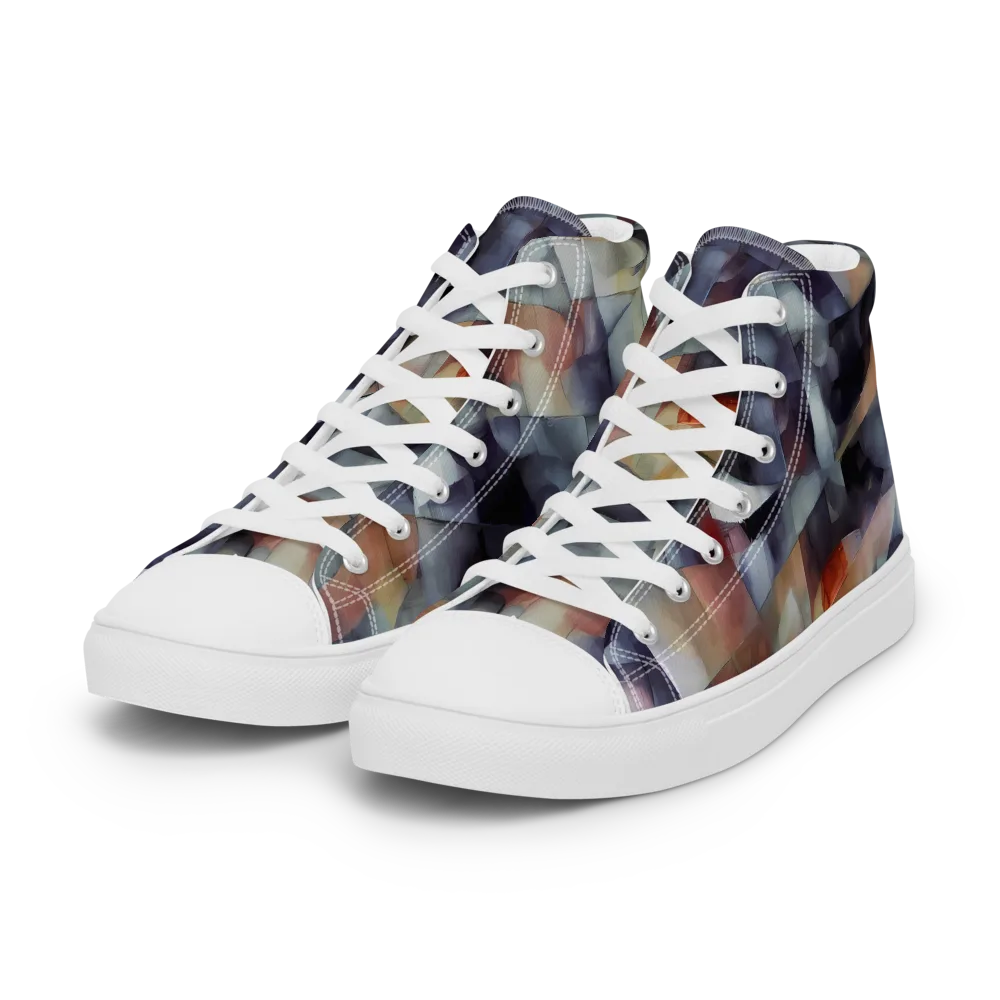Slate Mosaic on Women's High Top Canvas Shoes — Left Front