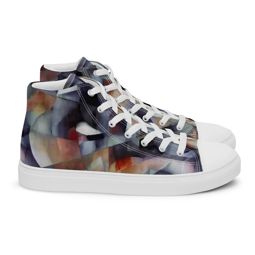 Slate Mosaic on Women's High Top Canvas Shoes — Right