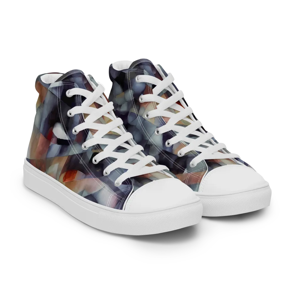 Slate Mosaic on Women's High Top Canvas Shoes — Right Front